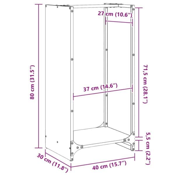 Brandhoutrek 40X30X80 Cm Koudgewalst Staal Antraciet