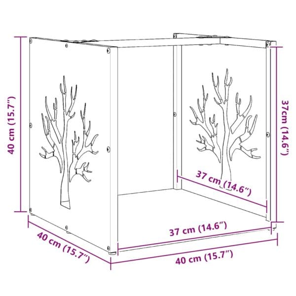 Brandhoutrek 40X40X40 Cm Koudgewalst Staal Antracietkleurig