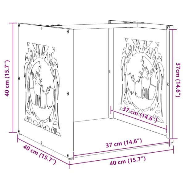Brandhoutrek 40X40X40 Cm Koudgewalst Staal Antracietkleurig