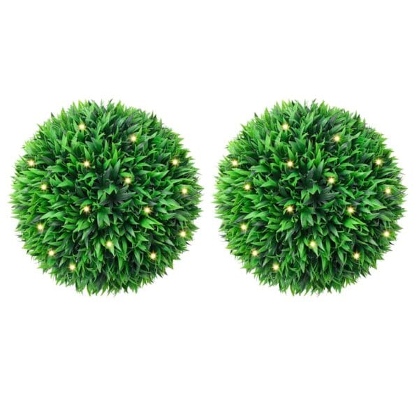 Kunstbuxusballen Met Led-Verlichting 2 St Groen