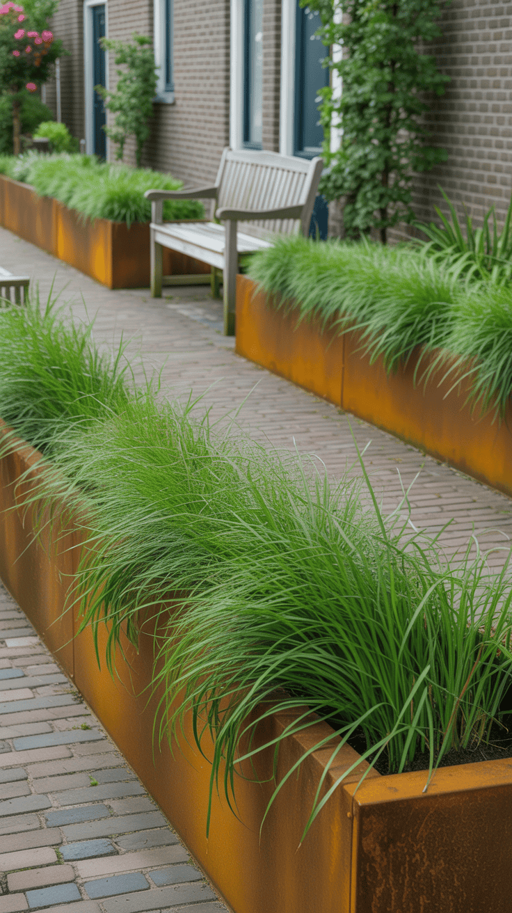 cortenstaal plantenbak voortuin afscheiding