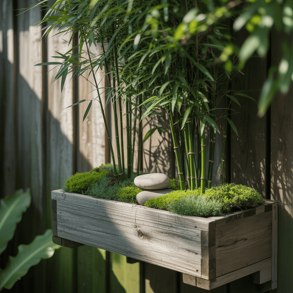 muur-plantenbak-met-bamboe-mos-en-een-zen-uitstraling-aan-een-houten-wand